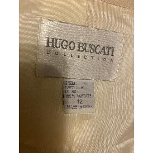 Hugo Buscati Jacket Blazer 100% Silk Button Lined Collared Light Pink Sz 12 - Picture 5 of 9